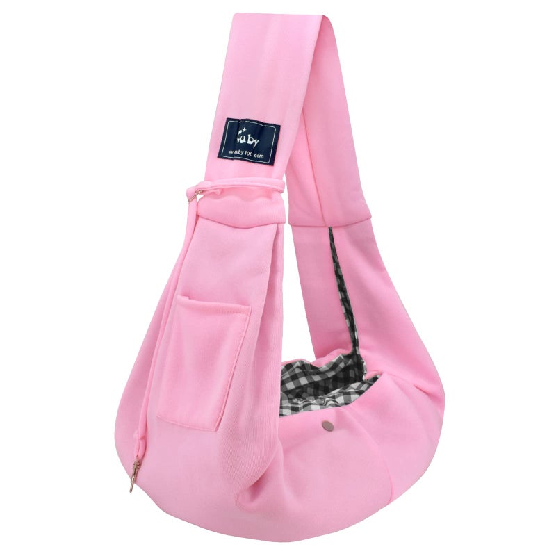 CUBY Dog and Cat Sling Carrier - Hands Free Reversible Pet Papoose Bag - Soft Pouch and Tote Design - Suitable for Puppy, Small Dogs Cats Outdoor (Pink, Unadjustable Strap) - Image 1